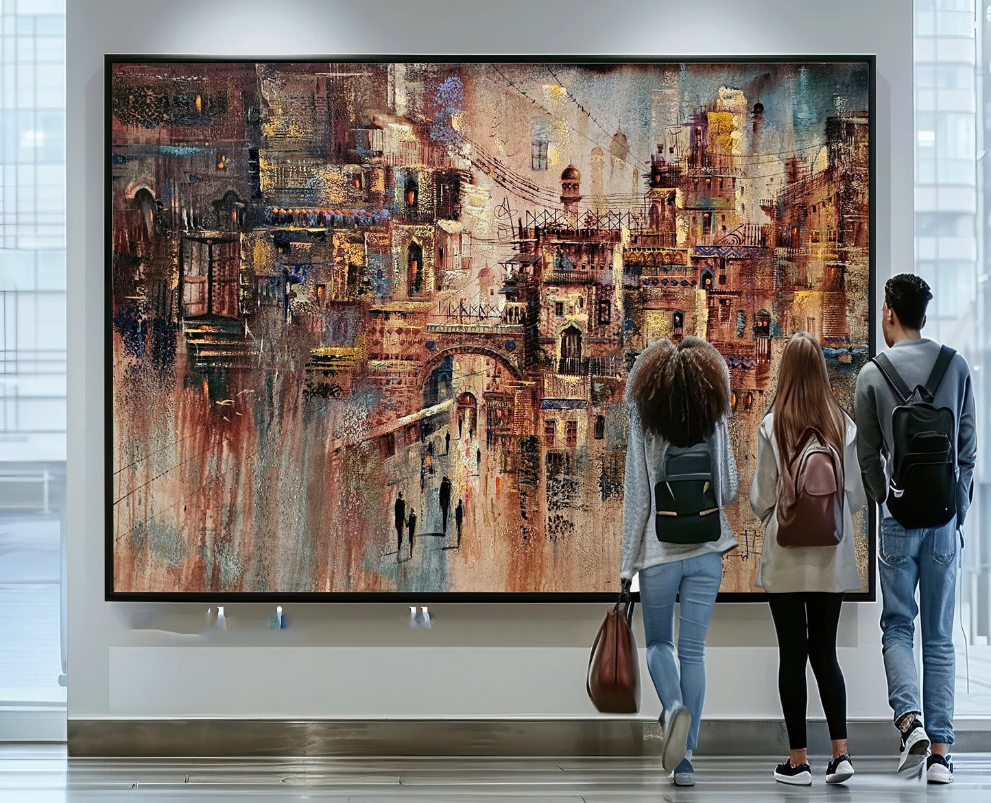 Abstract Cityscape Painting | Urban Dreamscape with Historic Architecture